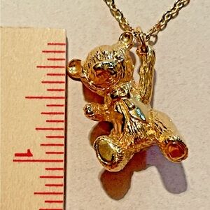 24K Gold Plated Teddy Bear Necklace 🧸 by Franklin Mint Collectable/Vintage 1978
